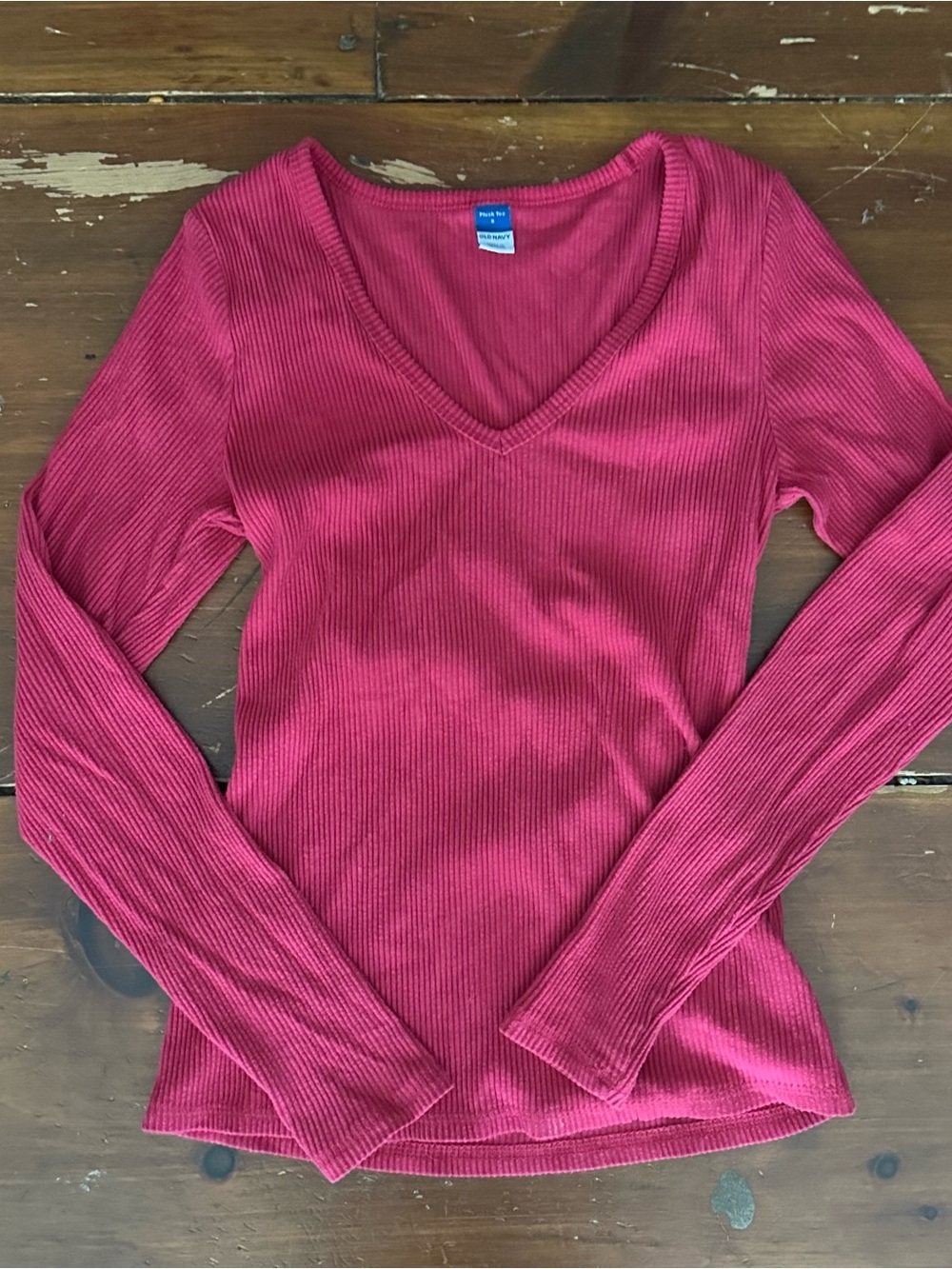 Old Navy Women's Ribbed V-Neck Long Sleeve Top